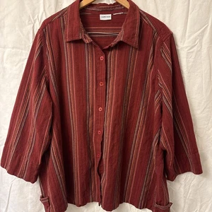 Vintage Cabin Creek Damen Bluse mit Knöpfen 3/4 Arm Nähte Boho rot Größe 1X - Bild 1 von 7