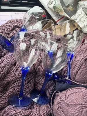 "Juego de 5 copas de vino Libbey Domaine 8"" transparente cobalto bonito" Foto 1 de 3