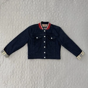 Vintage Burberry Denim Jeans Jacket with pattern Youth Boys/Girls Size 8 - Picture 1 of 13
