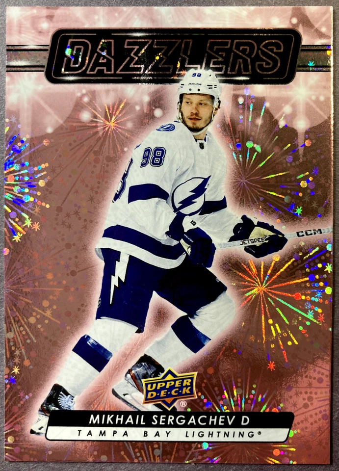 2023-24 Upper Deck Dazzlers Pink #DZ-82 Mikhail Sergachev Tampa Bay Lightning - Image 1 of 1