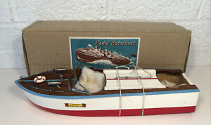 Vintage MSK Toy Wood Outboard Motor Boat W Box Japan Nice NOS? Barnegat Light NJ