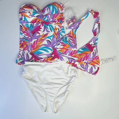 Conjunto de 3 piezas de traje de baño floral de bikini Anne Cole parte inferior blanca para mujer XS NUEVO CON ETIQUETAS Foto 1 de 4