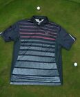 Tiger Woods Collection Golf Polo Shirt Men's Xl Red Gray Striped Dri Fit Vented