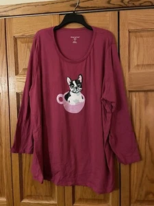 Dreams Co Pajama Shirts Womens Plus Size 1X 22 24 Pink Long Sleeve - Picture 1 of 4