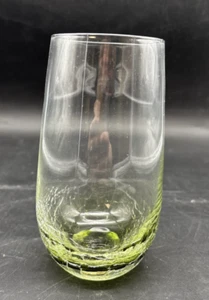 Vaso de vidrio agrietado verde oliva soplado a mano Pier 1 6" retirado ~ 6 piezas - Imagen 1 de 10