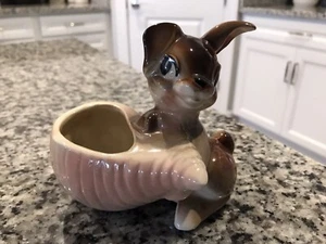 Shawnee Bunny Rabbit Turnip Planter #703 USA Brown Pink Mint - Picture 1 of 5