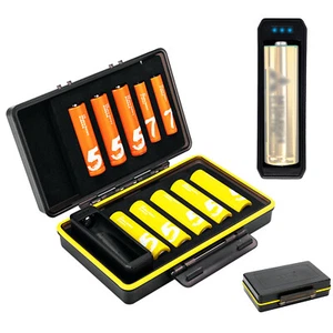 Rechargeable AAA AA Battery Case Holder Storage Organizer+Battery Tester Checker - Picture 1 of 12
