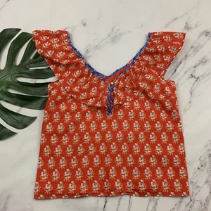 J.Crew Classic Ruffle Trim Top Size M Red White Floral Re-Imagined Collection - Picture 1 of 11