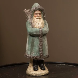 Belsnickle Santa Figurine Blue velvet coat, silver tinsel, 12" Ragon House, NWT - Picture 1 of 4