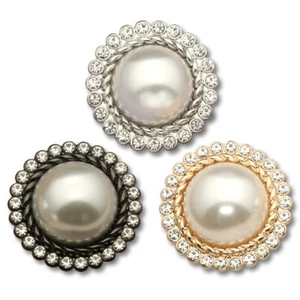 6pcs Faux Pearl Buttons Rhinestone Glitter Craft Material for Coat Jacket Decor - Picture 1 of 14