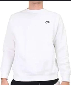 MEN'S NIKE BRUSHED BACK SWEATSHIRT LONG SLEEVE CREW NECK White XXL - Picture 1 of 6