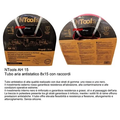 Tubo aria compressa Antistatico Rosso 8x15 Con Raccordi innesti rapidi M/F - Immagine 1 di 4