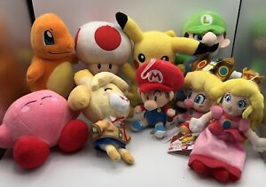 Nintendo Super Mario Plush Lot of 9 Pokémon Kirby Animal Crossing Japan CLEAN