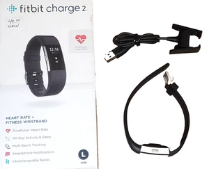 Fitbit Charge 2 Heart Rate Activity Tracker Silver Black - Bundle - Tested - Picture 1 of 9