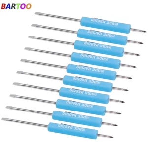 10X Blue Mini Pocket Screwdriver Phillips & Flat Head Tip with Magnet and Clip - Picture 1 of 10