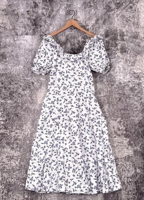 Платье Polo Ralph Lauren 12 женское с цветочным принтом льняное с рукавами-затяжками с оборками миди - Изображение 1 из 4