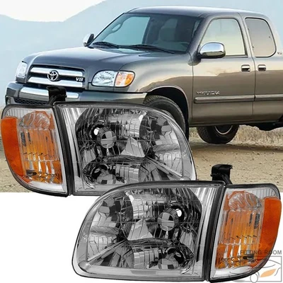 Headlights For 2000-2004 Toyota Tundra Regular/Access Cab Chrome Housing Amber Foto 1 de 4