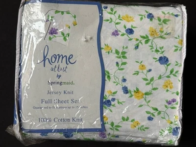 ¡NUEVO! JUEGO DE SÁBANAS PUNTO JERSEY TALLA COMPLETA AZUL PRIMAVERA ALLYSON 4 piezas florales Foto 1 de 4