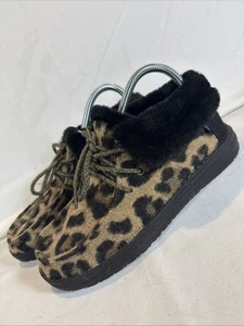 Hey Dude Britt Leo Nut Leopard Print Shoes Faux Fur Women’s Size 6 - Picture 1 of 8