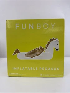 FunBoy Gigante Gonfiabile Pegasus Piscina Lago Galleggiante 8,5 Piedi Apertura Alare - Bianco/Oro - Foto 1 di 7