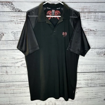 Camisa polo masculina preta manga curta malha skate skate skates dividida vintage grande - Imagem 1 de 4