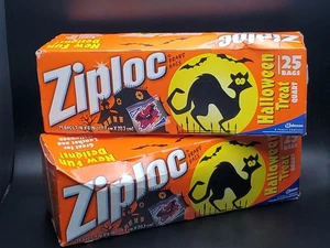 Bolsas de cuarto de galón Ziploc Halloween - 25 unidades - Nuevo stock antiguo NOS - Nostálgico - LOTE de 2 - Imagen 1 de 11