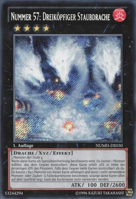 YuGiOh Nummer 57: Dreiköpfiger Staubdrache NUMH-DE030 Secret Rare Excellent 1st - Bild 1 von 2