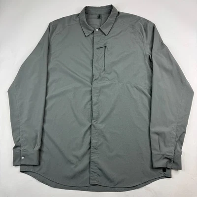 Camisa deportiva Lululemon para hombre XL gris manga larga botón a presión manga larga Foto 1 de 4