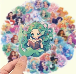 50-Piece Fairy Tale Mermaid Transparent Vinyl Sticker Set - Picture 1 of 7