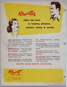 1957 Resorter Aluminum Boats Fishing Print Ad Flyer - Picture 1 of 4