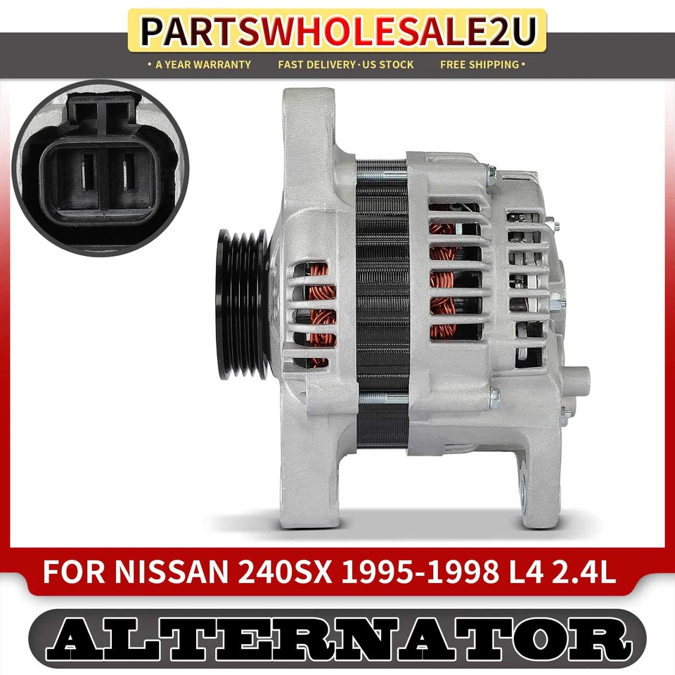 Alternador para Nissan 240SX 1995-1998 L4 2.4L 80 Amp/12 Voltios CW Polea de 4 Ranuras Foto 1 de 4