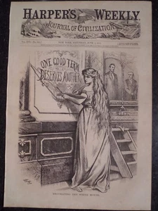 Columbia Decorando la Casa Blanca por Thomas Nast Harper's Weekly 1872 - Imagen 1 de 1