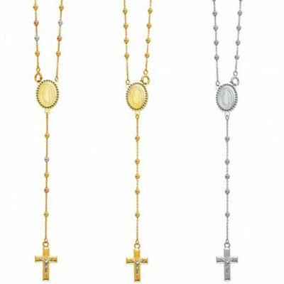 Collar Rosario Oro Real 14k Sólido 20" Virgen Guadalupe Dije Cruz Rosario Oro Foto 1 de 4