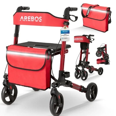 AREBOS Alu Rollator klappbar Leichtgewichtsrollator Laufhilfe Gehhilfe Gehwagen  - Bild 1 von 4
