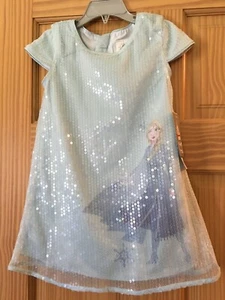 NWT Disney Store Frozen 2 Elsa Party Dress Girls Blue Sequin 3,4,5/6,7/8,9/10 - Picture 1 of 2