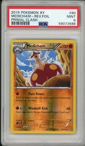 2015 Pokemon XY Primal Clash Medicham Rev. Foil #80 PSA 9 - Picture 1 of 2