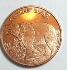 Grizzly Bear Fine Copper Round Pure 1 OZ .999 Bullion 