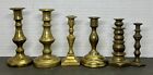 (E) Vintage Lot of 6 Small Brass Candlesticks Candle Holders Size Varies