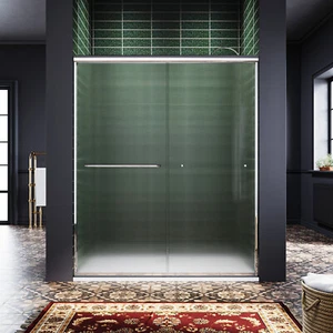 ELEGANT 60'' W x 72" H Double Sliding Shower Door Frosted Glass Brushed Nickel - Picture 1 of 12
