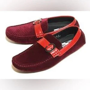 Mocasines sin cordones de terciopelo rojo Chuxx para hombre talla 9 ¡EE. UU.! - Imagen 1 de 9
