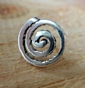 SINGLE Sterling Silver 11mm Sm Petroglyph Swirl symbol for Tornado Stud Earring - Picture 1 of 3