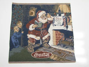 Lot of 3 - Coca Cola Christmas Santa Unfinished Tapestry Fabric Pillow Panels - Picture 1 of 3