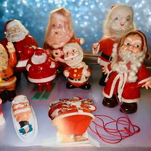 Lot -12 RARE Vintage Santas Celluloid Gurley Spun Cotton Rosbro Walker ETC READ! - Picture 1 of 24