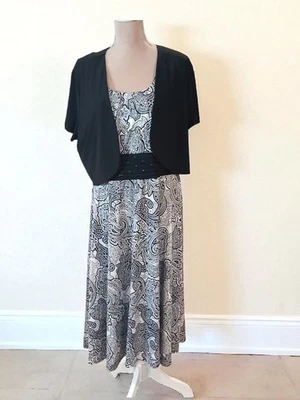 Maxi Vestido Chaqueta Mujer Perceptions 2 Piezas XL Negro Blanco Modesto Clásico Foto 1 de 4