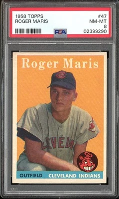 1958 Topps No47 — дебютант Роджер Марис RC — PSA 8 — Indians, Yankees — новая этикетка - Изображение 1 из 2