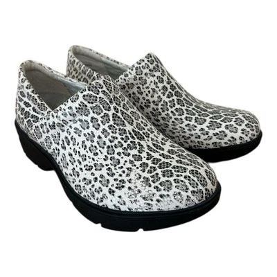 Nurse Mates Align Inya White Leopard Comfort Footwear Mules Clogs Slip On Shoes - Image 1 of 4