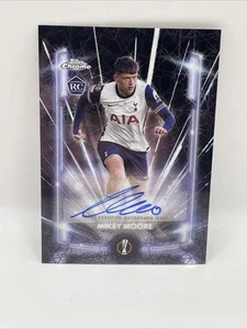 Mikey Moore 2024-25 Topps Chrome UCC Black Lazer Auto Tottenham RC Rookie - Picture 1 of 2