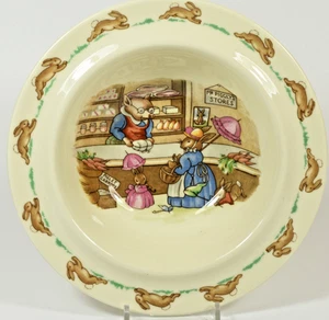 Royal Doulton Bunnykins Mr Piggly's Stores 6½" Inch Rimmed Jaffa Fruit Saucer - Picture 1 of 3
