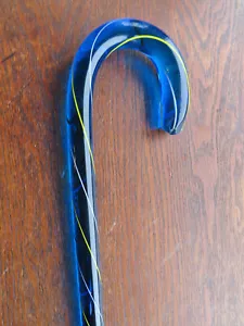 Bastón para caminar vintage soplado a mano de vidrio azul cobalto 36" - Imagen 1 de 15