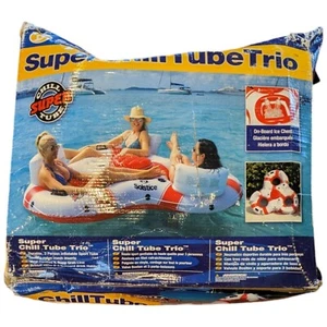 Tubo Galleggiante Fiume 3 Persone Interno Portabevande Lago Rafting Super Chill Trio - Foto 1 di 15